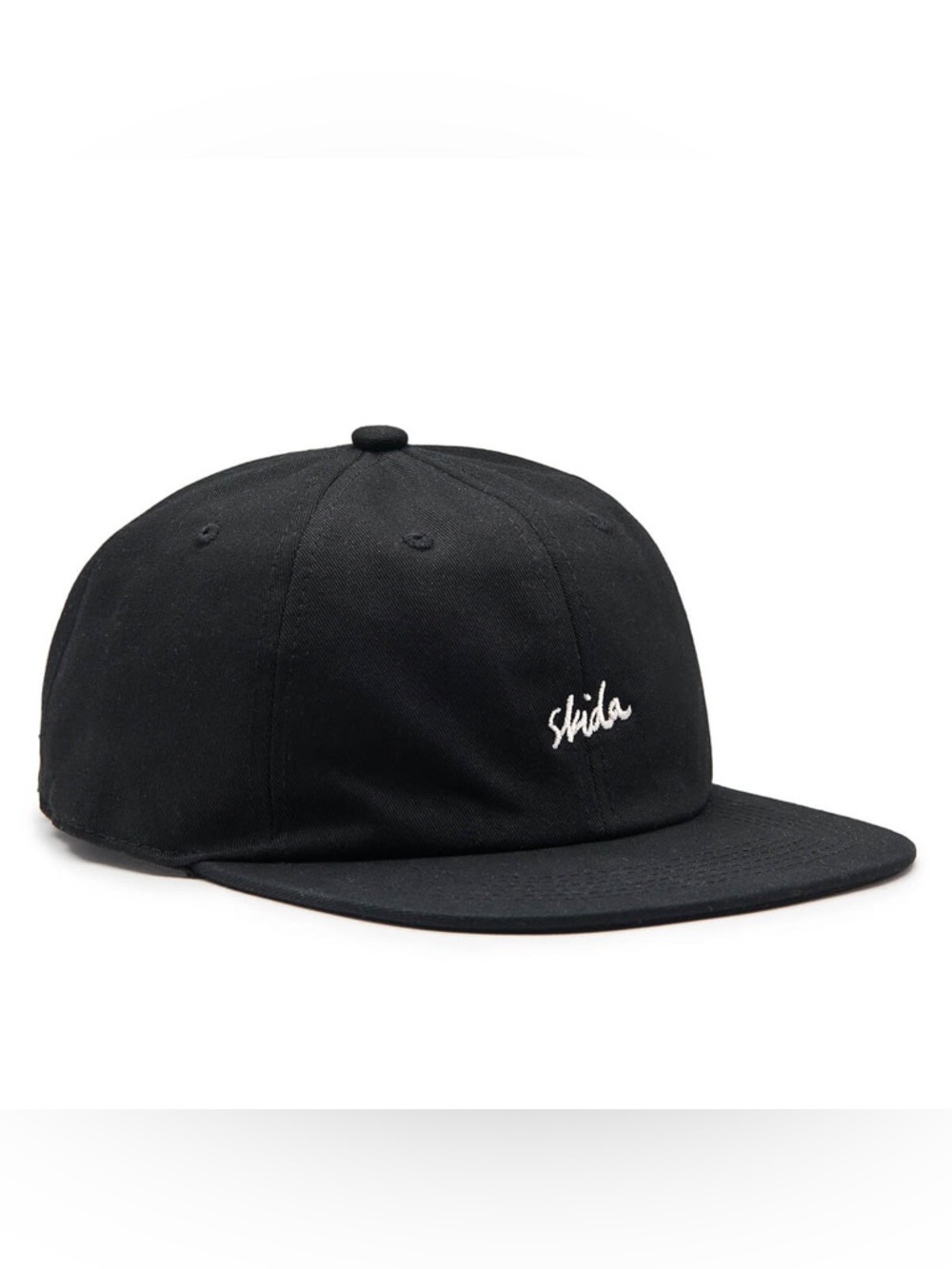 Skida Black Embroidered Flat-Brim Cap